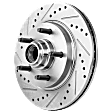 8-Piece Kit Front and Rear Brake Disc and Pad Kit, Cross-drilled and Slotted, 5 Lugs, Semi-Metallic, Pro-Line Series, Includes (4) Brake Disc and (2) Brake Pad Set
