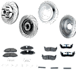 4-Wheel Set Front and Rear Brake Disc and Pad Kit, Cross-drilled and Slotted 5 Lugs Front-308.1 mm/Rear-334 mm Semi-metallic Pro-Line Series, Includes (4) Disc and (2) Pad Set