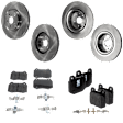 4-Wheel Set Front and Rear Brake Disc and Pad Kit, Plain Surface 5 Lugs Front-355.09 mm/Rear-350.01 mm Organic Pro-Line Series, Includes (2) Brake Pad Set and (4) Brake Disc
