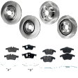 4-Wheel Set Front and Rear Brake Disc and Pad Kit, Plain Surface 5 Lugs Front-354.7 mm/Rear-325.88 mm Organic Pro-Line Series, Includes (4) Disc and (2) Pad Set