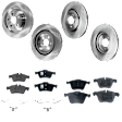 4-Wheel Set Front and Rear Brake Disc and Pad Kit, Plain Surface 5 Lugs Front and Rear-325.88 mm Organic Pro-Line Series, Includes (4) Disc and (2) Pad Set