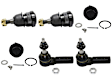 6-Piece Kit Front, Driver and Passenger Side, Outer Tie Rod End, RWD Includes (4) Ball Joint and (2) Tie Rod End