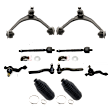 10-Piece Kit Front, Driver and Passenger Side, Upper Control Arm, includes (2) Ball Joint, (2) Control Arm, (2) Steering Rack Boot, and (4) Tie Rod End