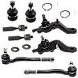 8-Piece Kit Front, Driver and Passenger Side, Upper and Lower Ball Joint, includes (4) Ball Joint and (4) Tie Rod End