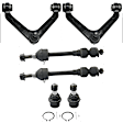 6-Piece Kit Front, Driver and Passenger Side, Upper Control Arm, includes (2) Ball Joint, (2) Control Arm, and (2) Sway Bar Link