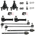 8-Piece Kit Front, Driver and Passenger Side, Lower Ball Joint, includes (2)Ball Joint,(2)Sway Bar Link and (4)Tie Rod End