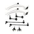 8-Piece Kit Front, Driver and Passenger Side, Lower Control Arm, includes (2) Ball Joint, (2) Control Arm, and (4) Sway Bar Link