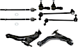 8-Piece Kit Front, Driver and Passenger Side, Lower Control Arm, FWD, (2) Control Arm, (2) Sway Bar Link, and (4) Tie Rod End