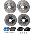 4-Wheel Set Front and Rear Brake Disc and Pad Kit, Cross-drilled and Slotted Front-329.95 mm/Rear-327.91 mm Pro-Line Series, Includes (4) Disc and (2) Pad Set