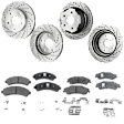 4-Wheel Set Front and Rear Brake Disc and Pad Kit, Cross-drilled and Slotted, 5 Lugs, Ceramic, Pro-Line Series