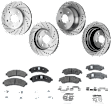 4-Wheel Set Front and Rear Brake Disc and Pad Kit, Cross-drilled and Slotted, 5 Lugs, Ceramic, Pro-Line Series , includes (4) Brake Disc and (2) Brake Pad Set