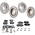 2011 Honda Civic - 4-Wheel Set Front and Rear Brake Disc and Pad Kit, Cross-drilled and Slotted, 5 Lugs, Front-261.7 mm/Rear-259.59 mm, Ceramic, With Rear Disc Brake, EX, EX-L, Hybrids and Si Models, 1.8L 4Cyl, Includes (4) Disc and (2) Pad Set
