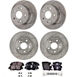 4-Wheel Set Front and Rear Brake Disc and Pad Kit, Cross-drilled and Slotted 5 Lugs Front-281.94 mm/Rear-259.59 mm Ceramic Pro-Line Series, Includes (2) Brake Pad Set and (4) Brake Disc