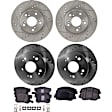 2015 Honda Civic - 4-Wheel Set Front and Rear Brake Disc and Pad Kit, Cross-drilled and Slotted, 5 Lugs, Front-281.94 mm/Rear-259.59 mm, Ceramic, EX Model, 1.8L 4Cyl, Includes (2) Brake Pad Set and (4) Brake Disc