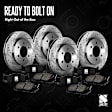 2015 Nissan Altima - 8-Piece Kit Front and Rear Brake Disc and Pad Kit, Cross-drilled and Slotted, Ceramic, engdesig: QR25DE, Naturally Aspirated, GAS, Nissan Engine, 2.5L 4Cyl, Pro-Line Series  Includes (4) Brake Disc and (2) Brake Pad Set
