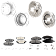 4-Wheel Set Front and Rear Brake Disc and Pad Kit, Cross-drilled and Slotted 6 Lugs Front-329.95 mm/Rear-344.93 mm Ceramic Pro-Line Series, Includes (2) Brake Pad Set and (4) Brake Disc