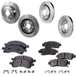 4-Wheel Set Front and Rear Brake Disc and Pad Kit, Cross-drilled and Slotted 6 Lugs Front-325 mm/Rear-330.96 mm Ceramic Pro-Line Series, Includes (4) Brake Disc and (2) Brake Pad Set