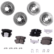 4-Wheel Set Front and Rear Brake Disc and Pad Kit, Cross-drilled and Slotted 5 Lugs Front-300 mm/Rear-282.96 mm Ceramic Pro-Line Series, Includes (4) Disc and (2) Pad Set