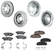 4-Wheel Set Brake Disc and Pad Kit, Cross-drilled and Slotted 6 Lugs Front-283 mm/Rear-286 mm Ceramic Pro-Line Series, Includes (4) Brake Disc and (2) Brake Pad Set