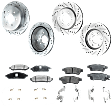 4-Wheel Set Front and Rear Brake Disc and Pad Kit, Cross-drilled and Slotted, 6 Lugs, Ceramic, 3.5/3.8/4.0L Engines, Pro-Line Series