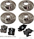 4-Wheel Set Front and Rear Brake Disc and Pad Kit, Plain Surface 5 Lugs Front-311.91 mm/Rear-232 mm Organic Pro-Line Series, Includes (4) Disc and (2) Pad Set