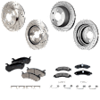 4-Wheel Set Front and Rear Brake Disc and Pad Kit, Cross-drilled and Slotted 6 Lugs Front-305.05 mm/Rear-329.69 mm Ceramic Pro-Line Series, Includes (4) Disc and (2) Pad Set