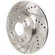 4-Wheel Set Front and Rear Brake Disc and Pad Kit, Cross-drilled and Slotted 6 Lugs Front-305.05 mm/Rear-329.69 mm Ceramic Pro-Line Series, Includes (4) Disc and (2) Pad Set