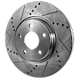 2013 Infiniti G37 Journey - 4-Wheel Set Front and Rear Brake Disc and Pad Kit, Cross-drilled and Slotted, Front-319.5 mm/Rear-308 mm, Ceramic