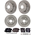 4-Wheel Set Front and Rear Brake Disc and Pad Kit, Cross-drilled and Slotted 5 Lugs Front-281.94 mm/Rear-259.59 mm Ceramic Pro-Line Series, Includes (2) Brake Pad Set and (4) Brake Disc