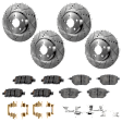 4-Wheel Set Front and Rear Brake Disc and Pad Kit, Cross-drilled and Slotted, Ceramic, Naturally Aspirated, GAS, Production Date To June 2011, Pro-Line Series, Includes (4) Disc and (2) Pad Set