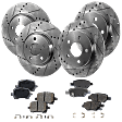 4-Wheel Set Front and Rear Brake Disc and Pad Kit, Cross-drilled and Slotted Front-295.8 mm/Rear-270 mm Ceramic Pro-Line Series, Includes (2) Brake Pad Set and (4) Brake Disc