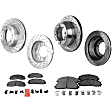 4-Wheel Set Front and Rear Brake Disc and Pad Kit, Cross-drilled and Slotted 8 Lugs Front and Rear-363 mm Semi-metallic 4WD Pro-Line Series, Includes (4) Brake Disc and (2) Brake Pad Set