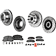 4-Wheel Set Front and Rear Brake Disc and Pad Kit, Cross-drilled and Slotted Front and Rear-363 mm RWD Pro-Line Series, Includes (4) Disc and (2) Pad Set