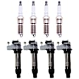 8-Piece Kit Ignition Coil, 4 Cylinder, 2.4 Liter Engine, Includes (4) Ignition Coil and (4) Spark Plug