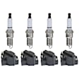 8-Piece Kit Ignition Coil and Spark Plug Kit, 4 Cylinder, 2.0/2.2 Liter Engine, Includes (4) Ignition Coil and (4) Spark Plug