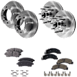 4-Wheel Set Front and Rear Brake Disc and Pad Kit, Plain Surface 8 Lugs Front-330.96 mm/Rear-325.88 mm Semi-metallic RWD Pro-Line Series, Includes (4) Brake Disc and (2) Brake Pad Set