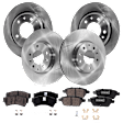 4-Wheel Set Front and Rear Brake Disc and Pad Kit, Plain Surface 5 Lugs Front-298.45 mm/Rear-279.65 mm Ceramic Pro-Line Series, Includes (4) Disc and (2) Pad Set