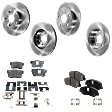 4-Wheel Set Front and Rear Brake Disc and Pad Kit, Plain Surface 5 Lugs Ceramic Pro-Line Series, Includes (4) Disc and (2) Pad Set
