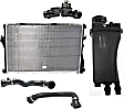 5-Piece Kit Radiator, Includes (1) Radiator, (2) Radiator Hose, (1) Coolant Reservoir and (1) Thermostat Housing