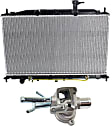 2-Piece Kit Radiator, 1.6L, 4Cyl, Includes (1) Radiator and (1) Water Outlet