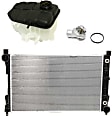 3-Piece Kit Radiator, Includes (1) Radiator, (1) Water Outlet and (1) Coolant Reservoir