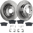 2-Wheel Set Rear Brake Disc and Pad Kit, Plain Surface 5 Lugs 281.94 mm Ceramic Pro-Line Series, Includes (2) Brake Disc and (1) Brake Pad Set