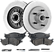 2-Wheel Set Front Brake Disc and Pad Kit, Plain Surface 5 Lugs 308 mm Semi-metallic RWD Pro-Line Series, Includes (1) Brake Pad Set and (2) Brake Disc