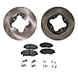 2-Wheel Set Front Brake Disc and Pad Kit, Plain Surface 4 Lugs 259.59 mm Ceramic Pro-Line Series, Includes (1) Brake Pad Set and (2) Brake Disc