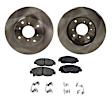 2-Wheel Set Front Brake Disc and Pad Kit, Plain Surface 4 Lugs 260 mm Ceramic Pro-Line Series, Includes (1) Brake Pad Set and (2) Brake Disc