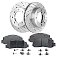 2-Wheel Set Front Brake Disc and Pad Kit, Cross-drilled and Slotted 8 Lugs 363 mm Semi-metallic 4WD Pro-Line Series, Includes (1) Brake Pad Set and (2) Brake Disc