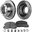 2-Wheel Set Rear Brake Disc and Pad Kit, Cross-drilled and Slotted 8 Lugs 363 mm Semi-metallic Pro-Line Series, Includes (1) Brake Pad Set and (2) Brake Disc
