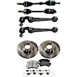 7-Piece Kit Front, Driver and Passenger Side Axle Assembly - New 7-Piece Kit, 2.3L, 4Cyl, Includes (2) Brake Disc, (1) Brake Pad Set, (2) Control Arm and (2) Axle Assembly