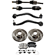 7-Piece Kit Front, Driver and Passenger Side Axle Assembly - New 7-Piece Kit, 2.5L, 4Cyl, Includes (2) Brake Disc, (1) Brake Pad Set, (2) Control Arm and (2) Axle Assembly