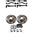 9-Piece Kit Front, Driver and Passenger Side Axle Assembly - New 9-Piece Kit, 2.3L, 4Cyl, Includes (2) Brake Disc, (1) Brake Pad Set, (4) Control Arm and (2) Axle Assembly